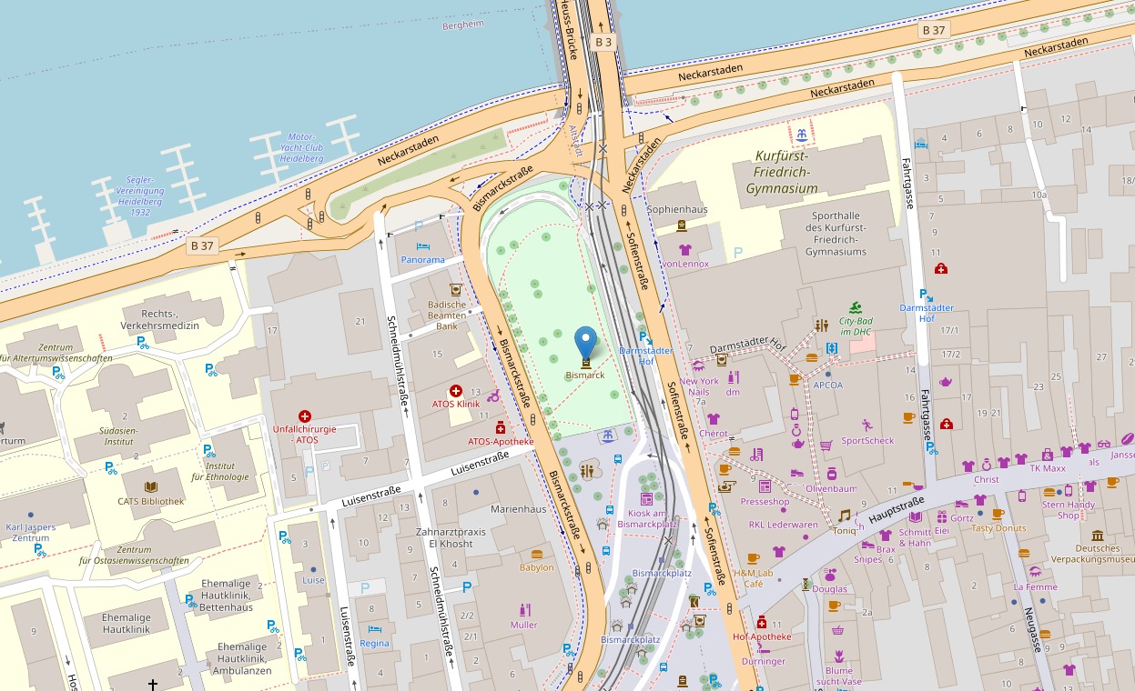 Karte Bismarckplatz mit Treffpunkt